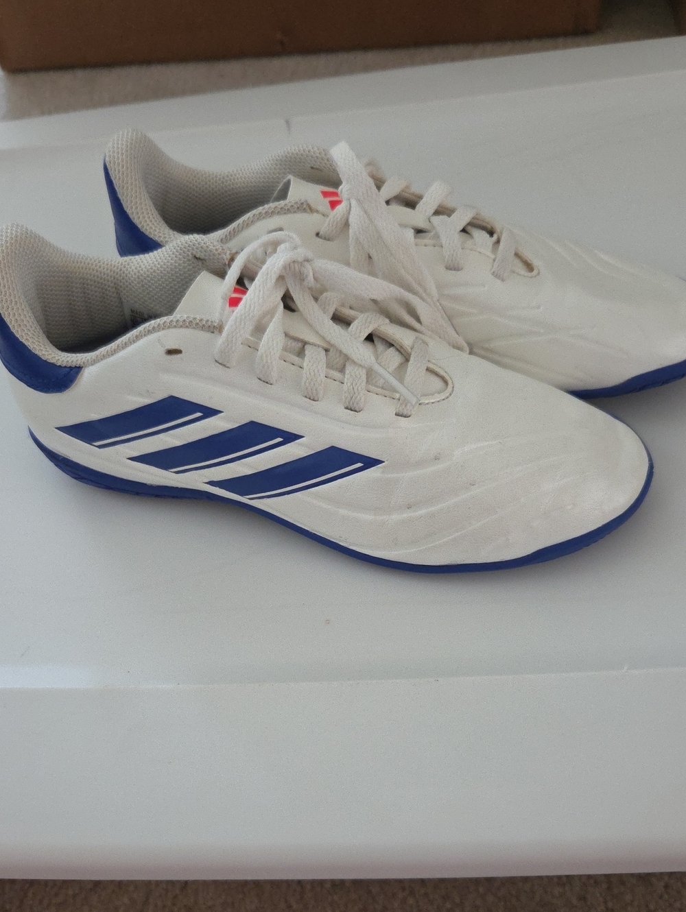 adidas Copa White and Blue Kids Indoor Sneakers
